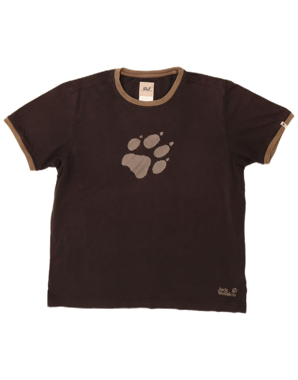 JACK WOLFSKIN Herren Grafik T-Shirt Top UK 44 XL Schwarz Baumwolle