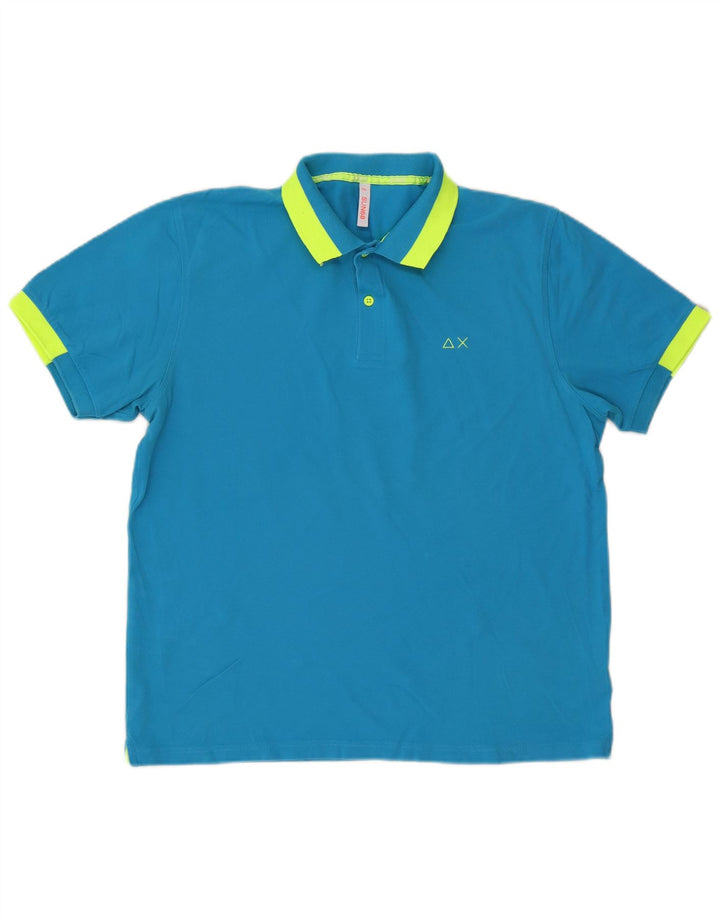 Sun68 Herren Poloshirt 2XL Blau Colourblock Baumwolle