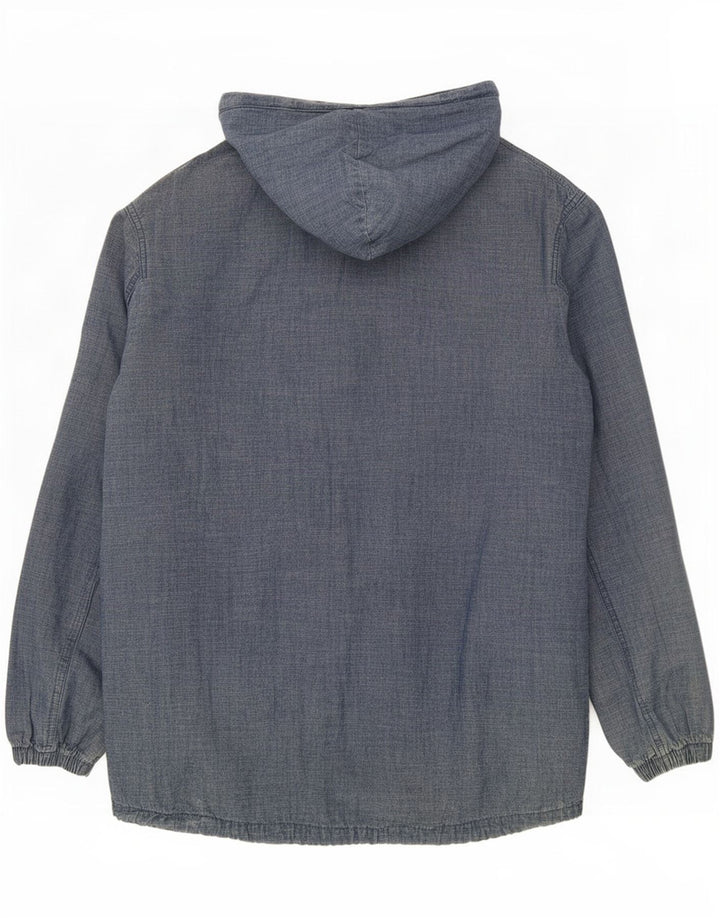 Pull & Bear Herren-Bomberjacke mit Kapuze, UK 38, mittelblaue Baumwolle