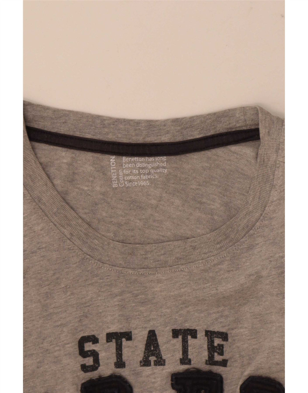 Benetton Herren-T-Shirt mit Grafik, groß, grau gesprenkelte Baumwolle