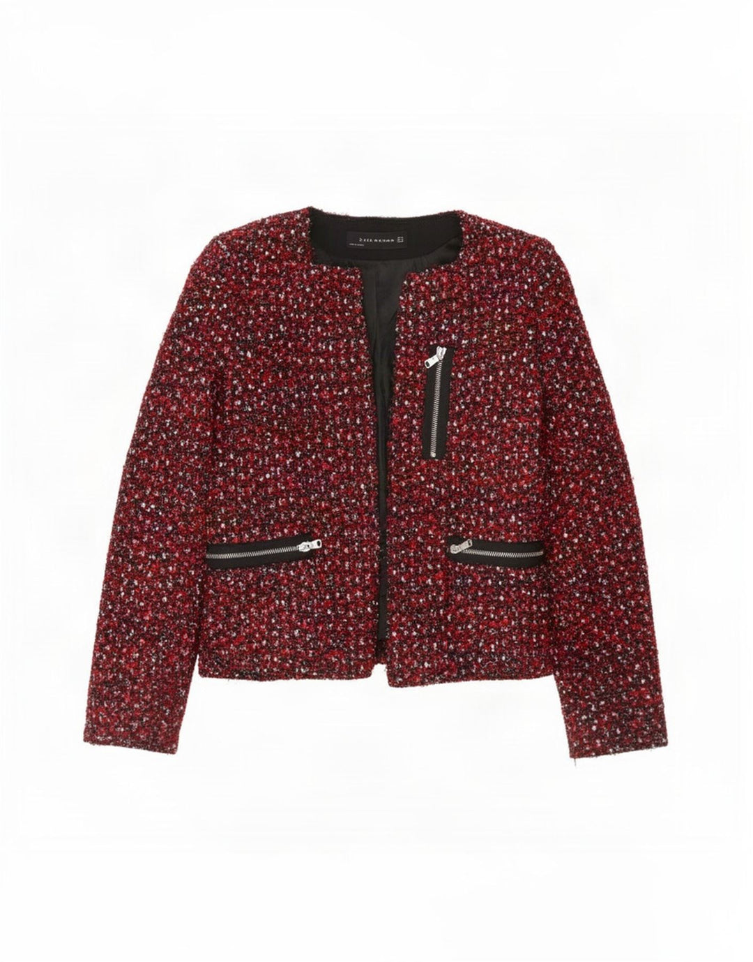 Offene Blazerjacke für Damen von Zara, UK 12, mittelrot meliert