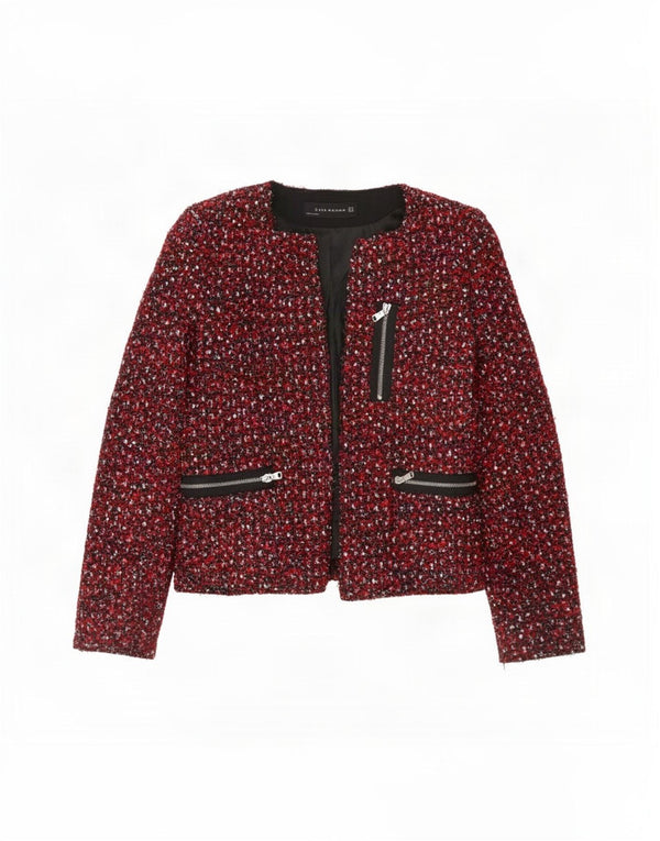 Offene Blazerjacke für Damen von Zara, UK 12, mittelrot meliert