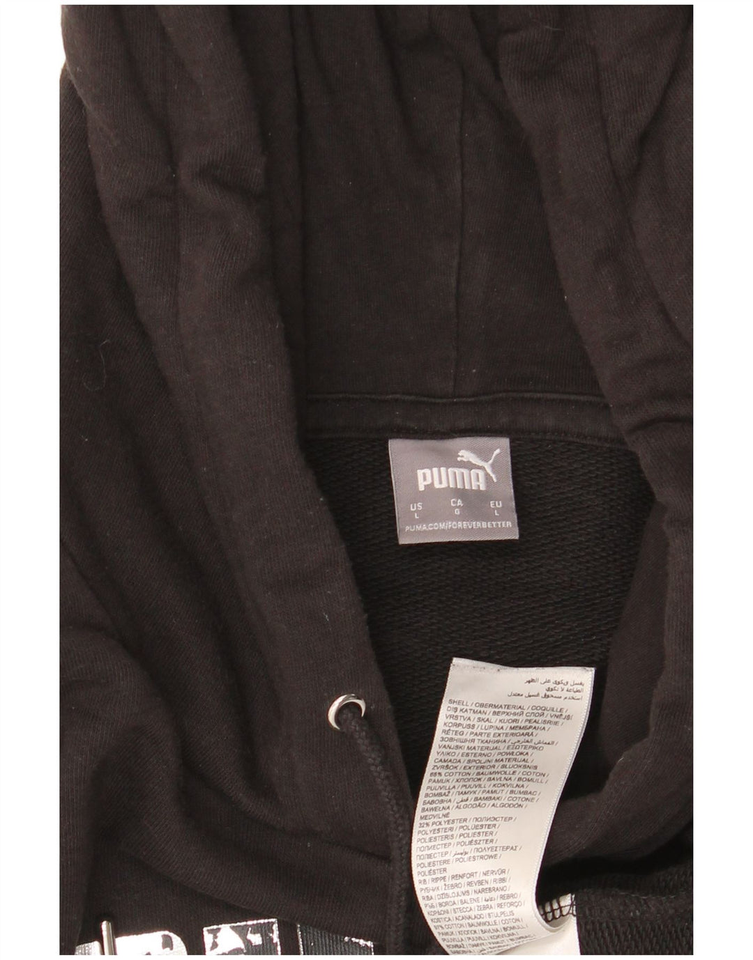 PUMA Damen Graphic Hoodie Pullover UK 16 Large Schwarz Baumwolle