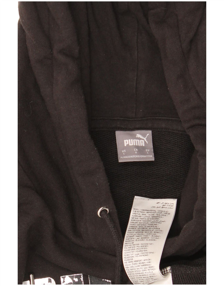 PUMA Damen Graphic Hoodie Pullover UK 16 Large Schwarz Baumwolle