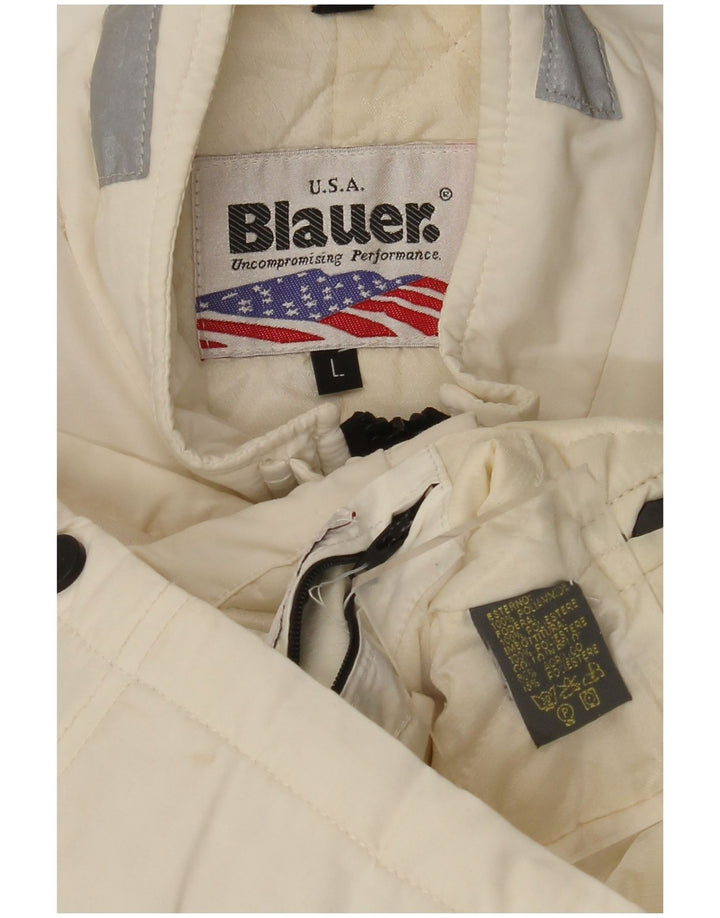 BLAUER Damen Militärjacke UK 14 Large Off White Polyamid
