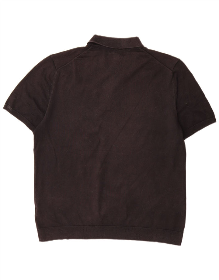 Marks & Spencer Herren-Pullover mit Polokragen, kurzärmelig, Größe L, Schwarz