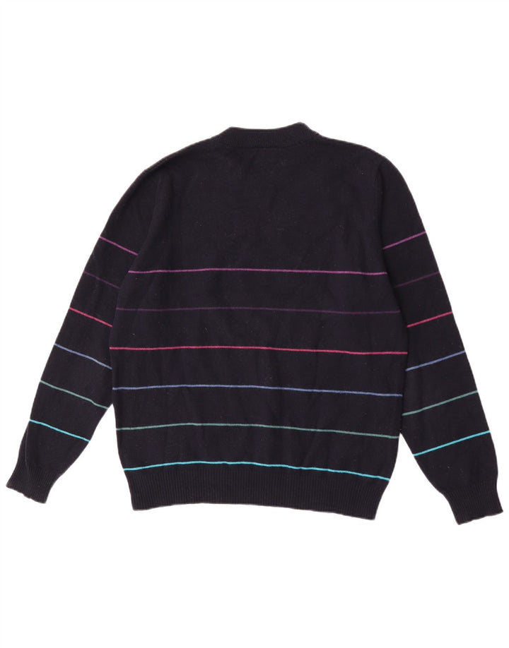 Lacoste Herren-Pullover mit Rundhalsausschnitt, Größe 3, klein, marineblau gestreift