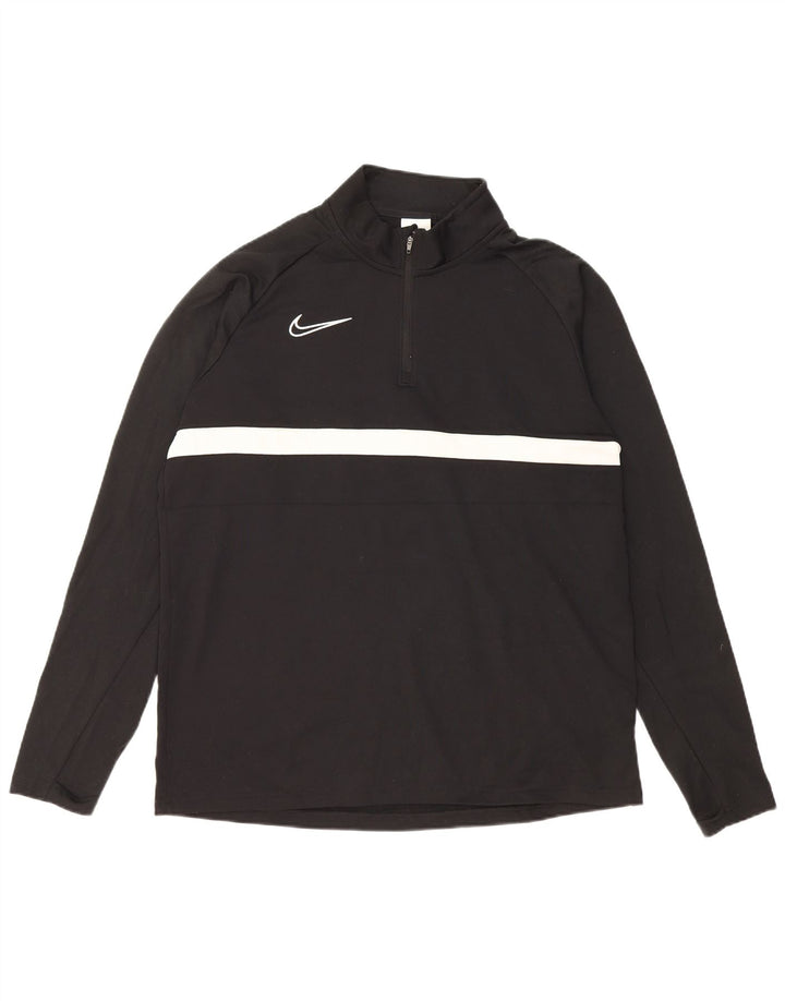 Nike Herren Dri Fit Pullover-Trainingsoberteil mit Reißverschluss, Größe L, Schwarz, Farbblock