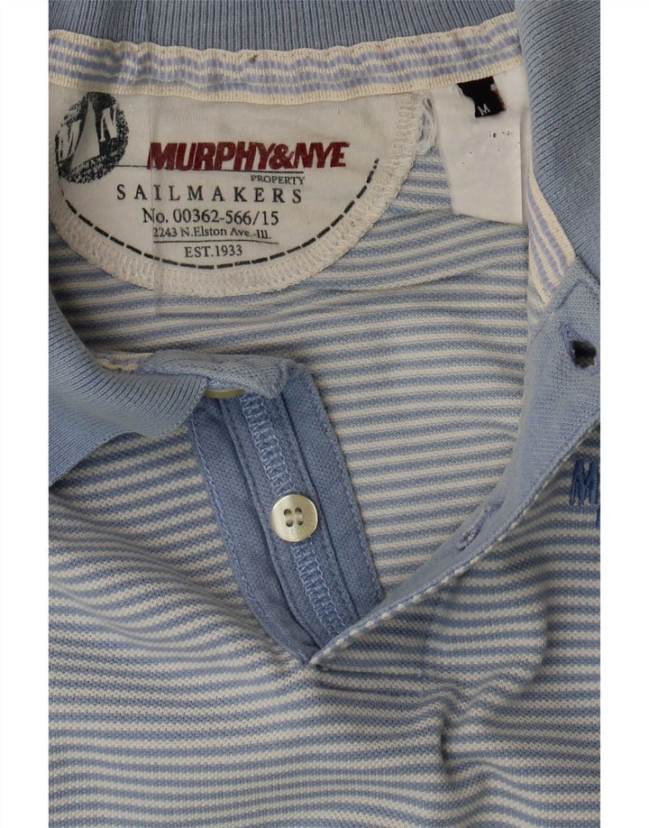 Murphy & Nye Herren-Poloshirt, mittelblau, Nadelstreifen