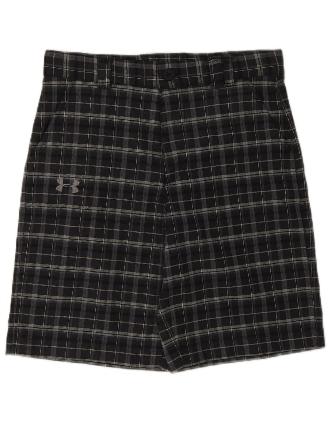 UNDER ARMOUR Chino-Shorts für Jungen, 11–12 Jahre, Größe L, W26, grau kariertes Polyester