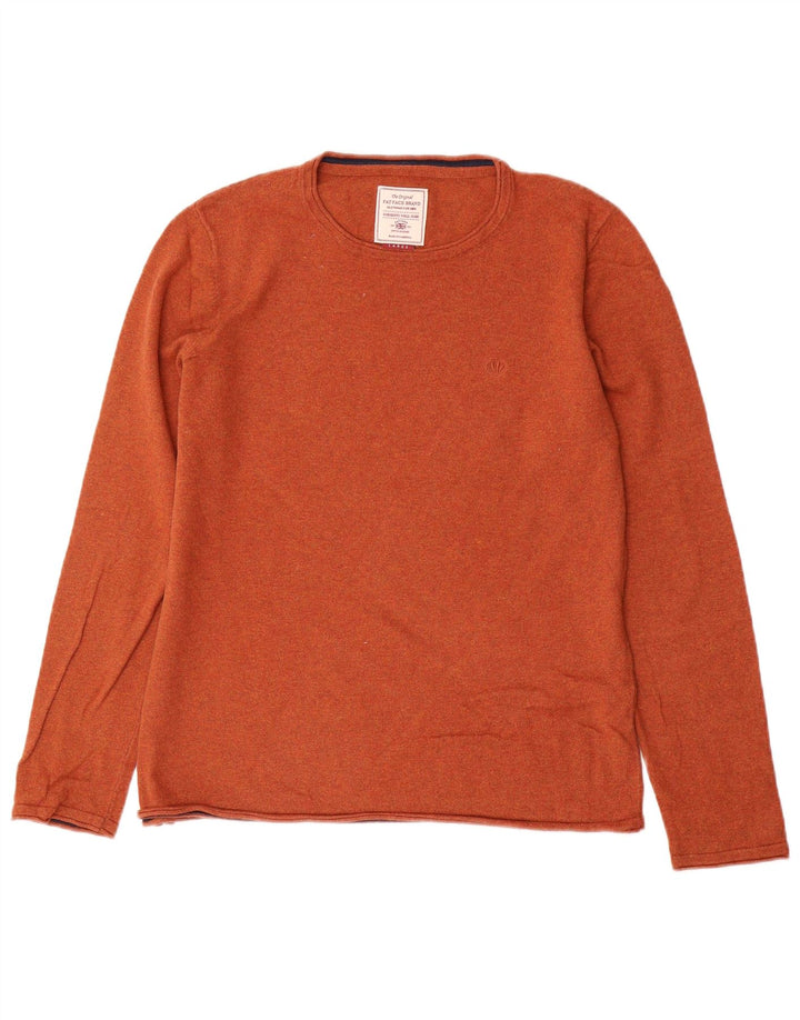 Fat Face Herren-Pullover mit Rundhalsausschnitt, groß, braune Baumwolle