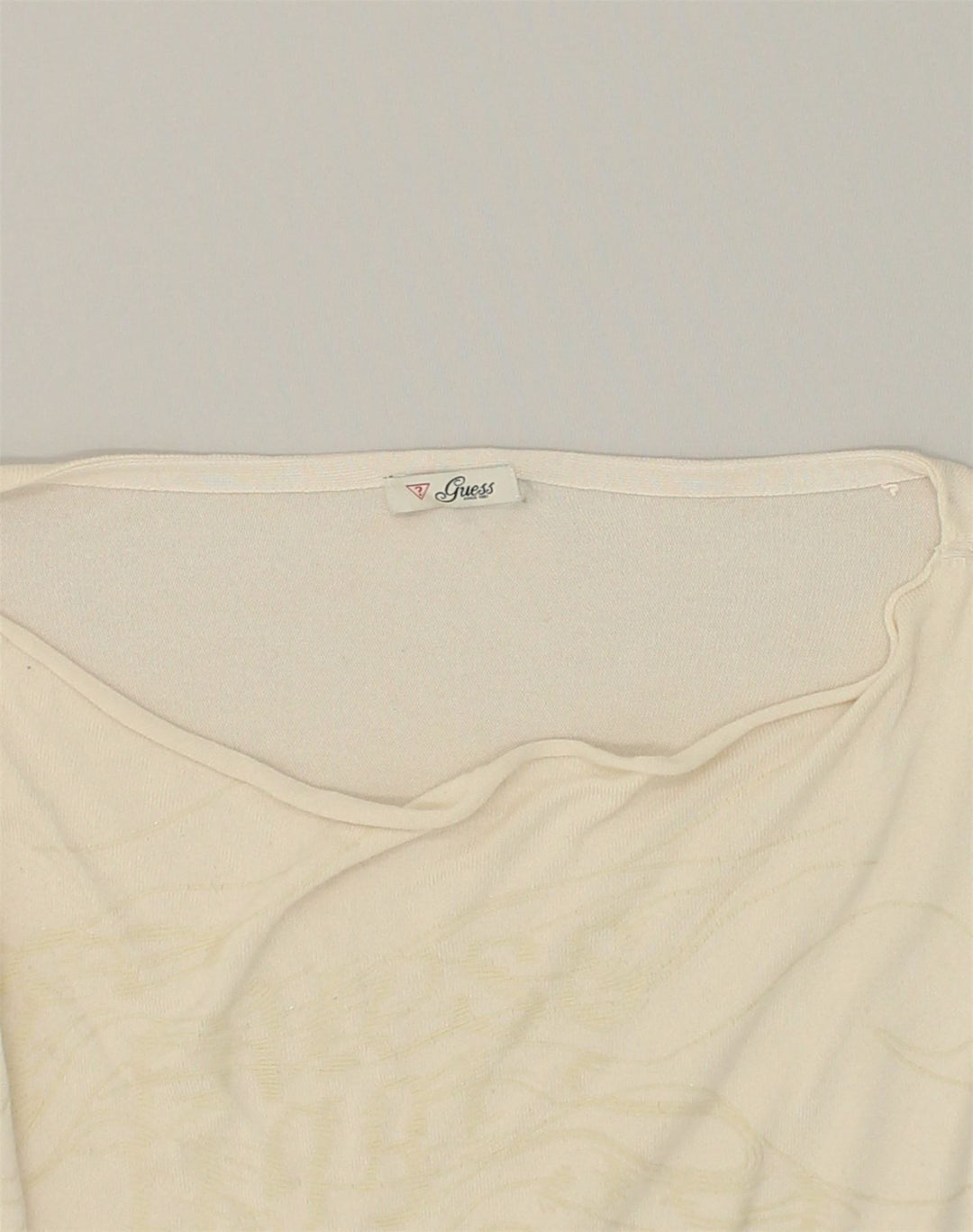 GUESS Womens Boat Neck Jumper Sweater UK 16 Large Beige Viscose | Vintage Guess | Thrift | Second-Hand Guess | Used Clothing | Messina Hembry 