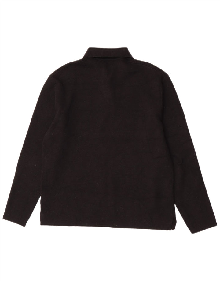 Zara Herren Langarm-Poloshirt, kleine schwarze Viskose