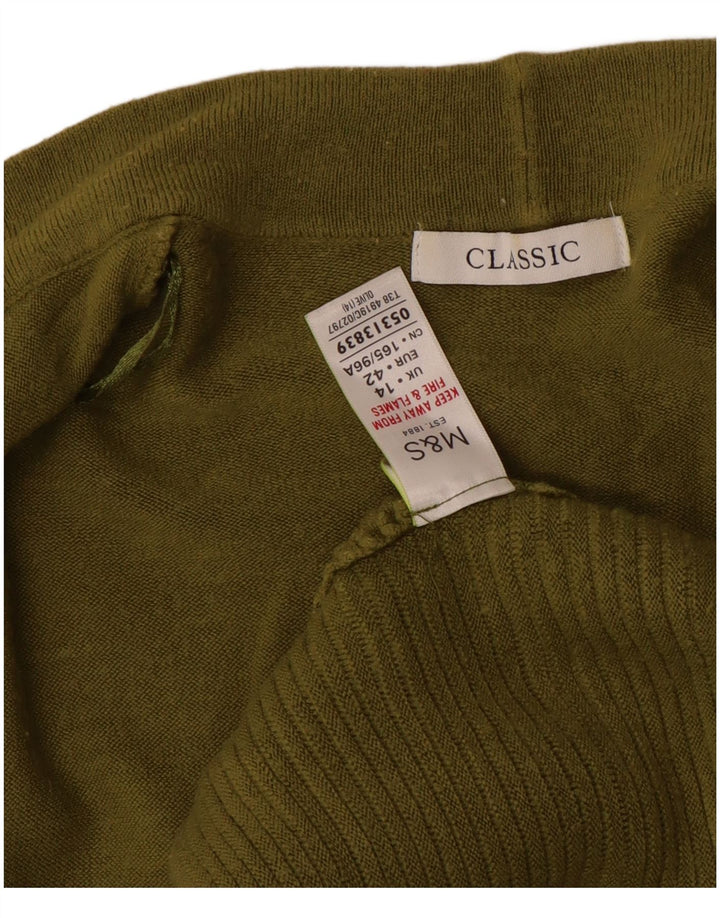 Marks & Spencer Damen-Cardigan mit 3/4-Ärmeln, offen, Gr. 14, mittleres Khaki