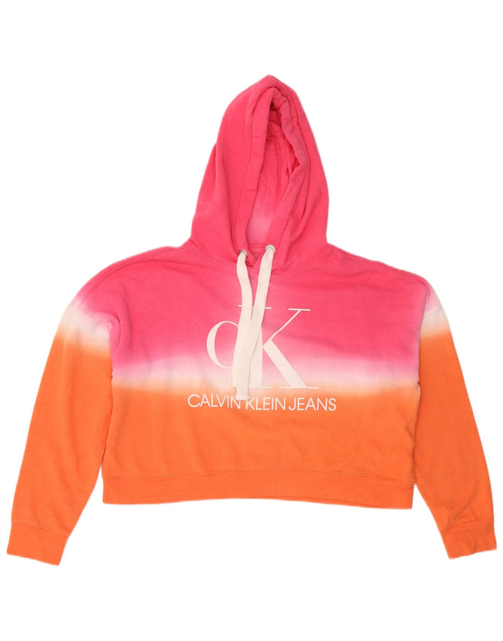 CALVIN KLEIN Damen Übergroßer Kapuzenpullover UK 14 Medium Mehrfarbig