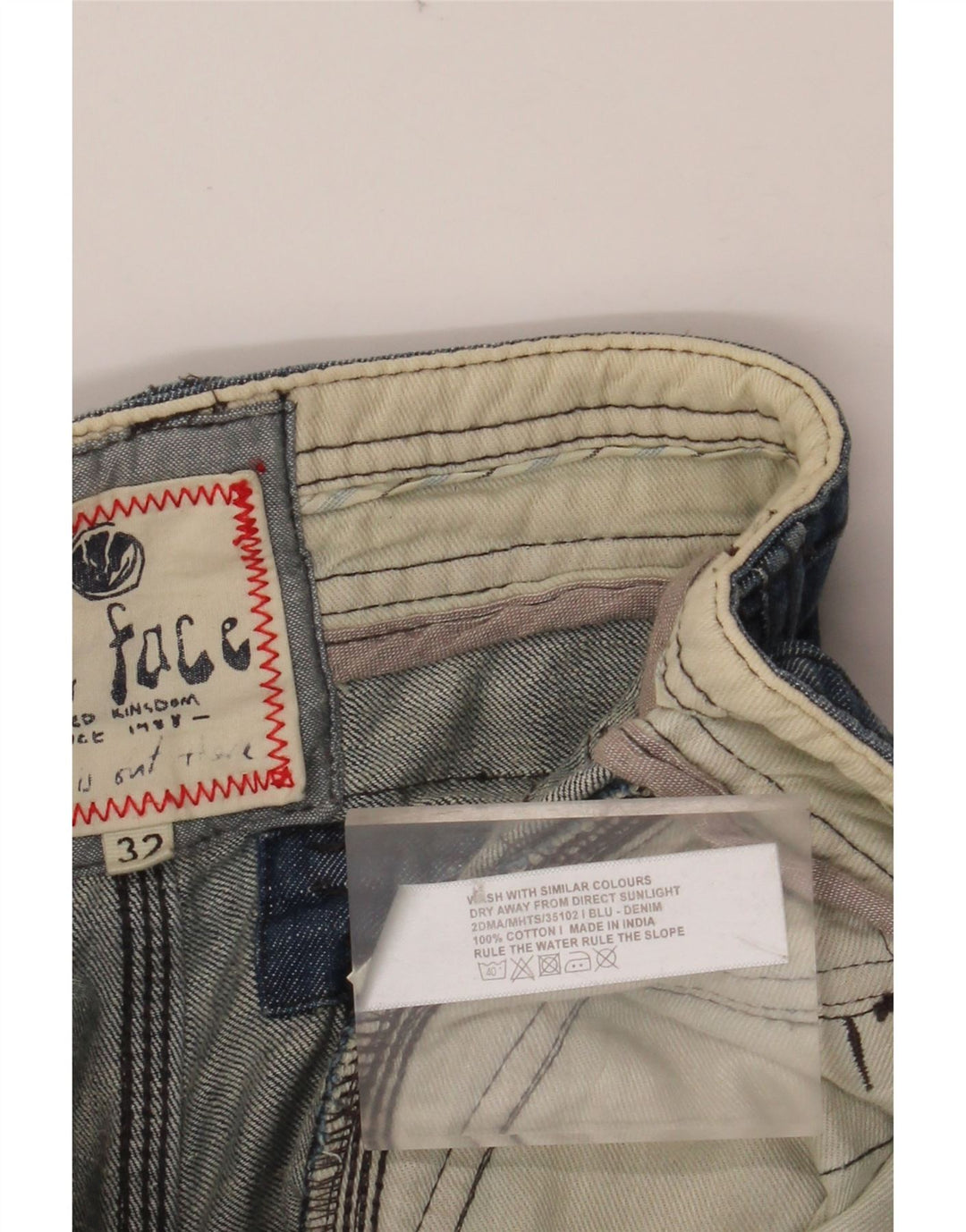 FAT FACE Herren Cargo Denim Shorts W32 Mittelblaue Baumwolle