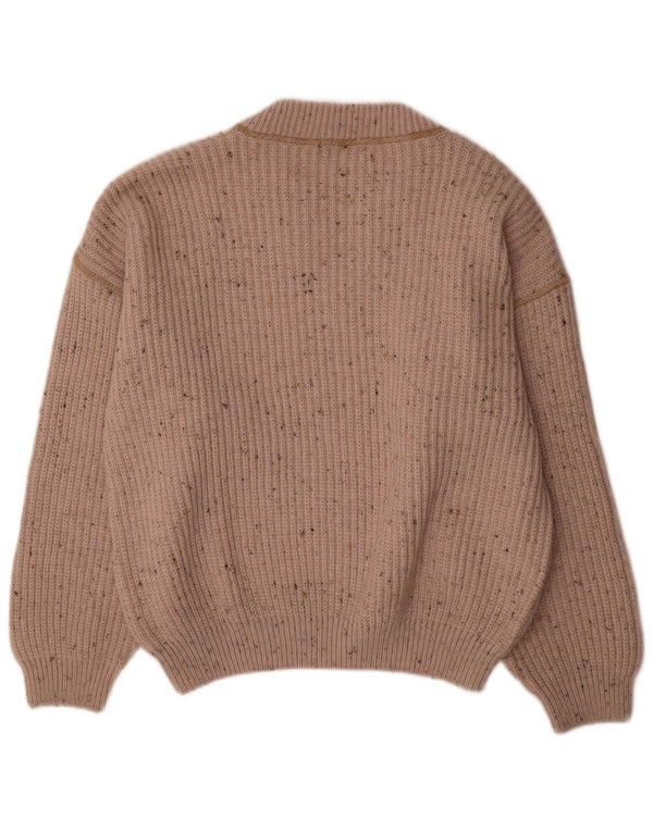 EXIGO Herren-Pullover mit V-Ausschnitt, mittelbeige gesprenkelte Wolle