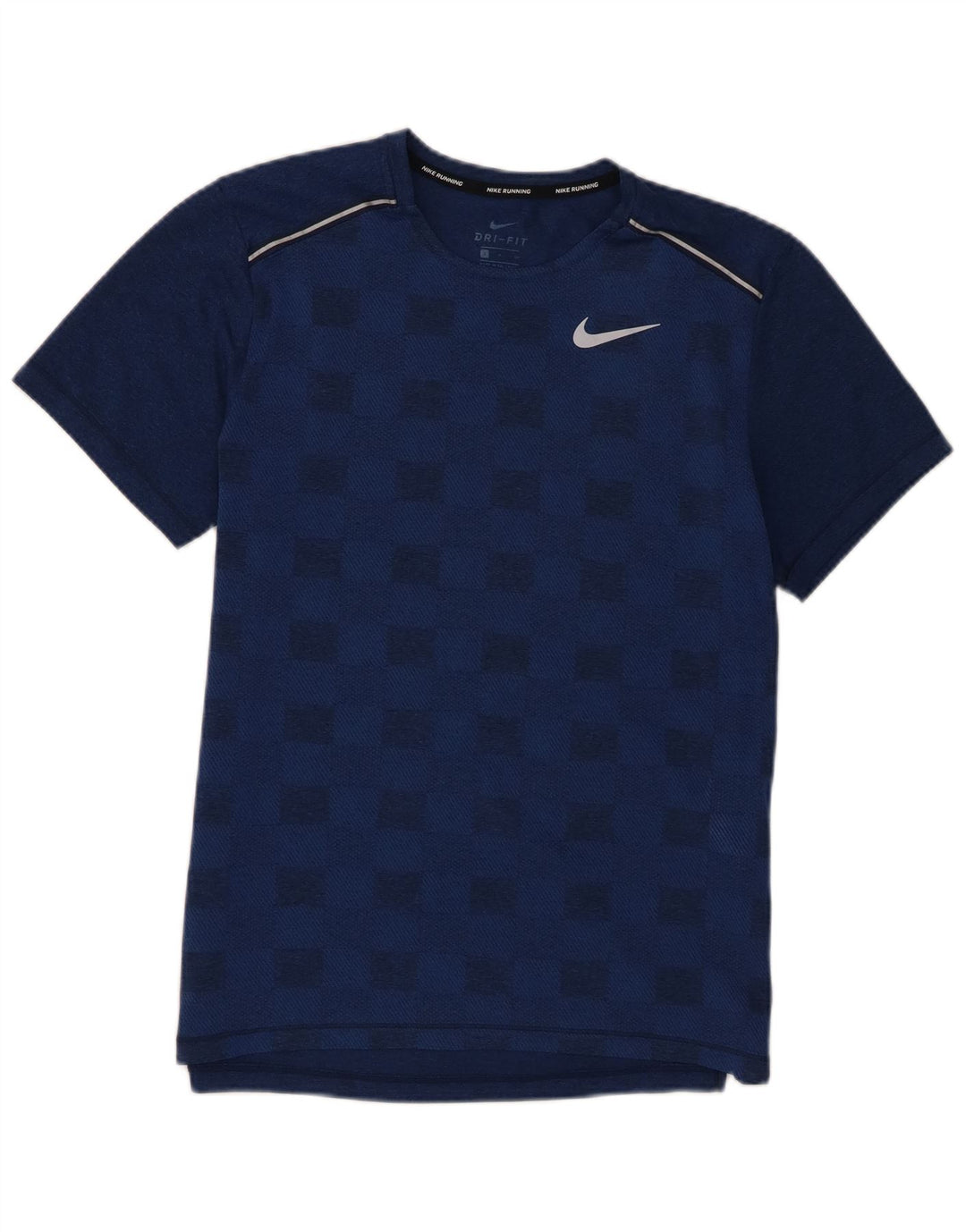 Nike Herren Dri Fit T-Shirt Top Small Marineblaues geometrisches Polyester