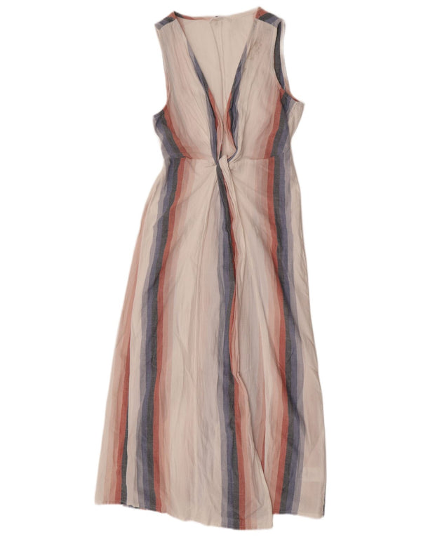 O'Neill Damen Ärmelloses Maxikleid UK 10 Small Weiß gestreifte Viskose