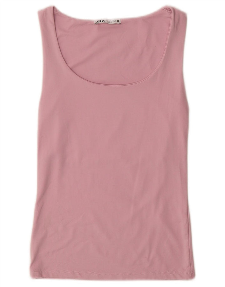 Zara Damen Weste Top UK 10 Small Rosa Polyamid