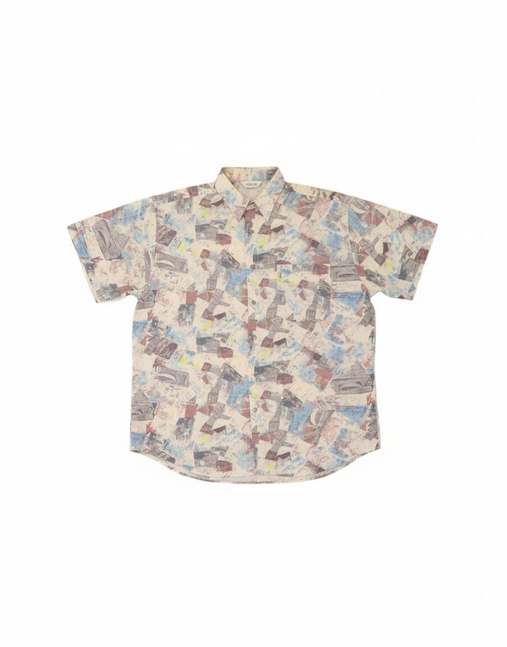 VINTAGE Mens Short Sleeve Shirt Large Multicoloured Geometric Polyester Vintage Vintage and Second-Hand Vintage from Messina Hembry 