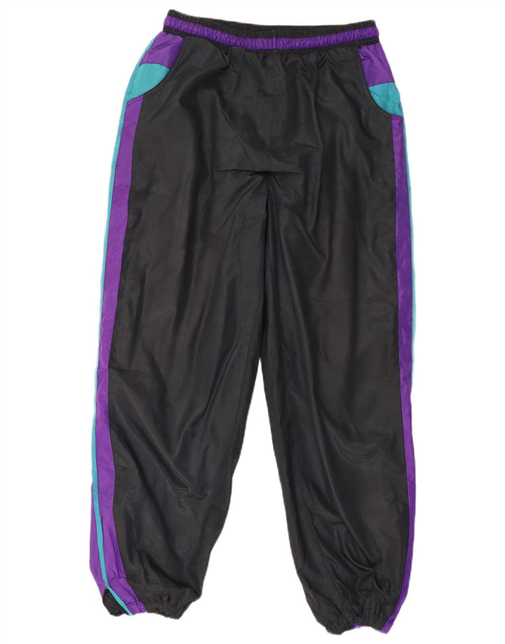 Vintage Herren-Trainingshose, Jogginghose, Mittelschwarz, Farbblock