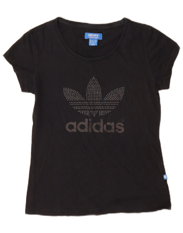 Adidas Damen Graphic T-Shirt Top UK 8 Small Schwarz