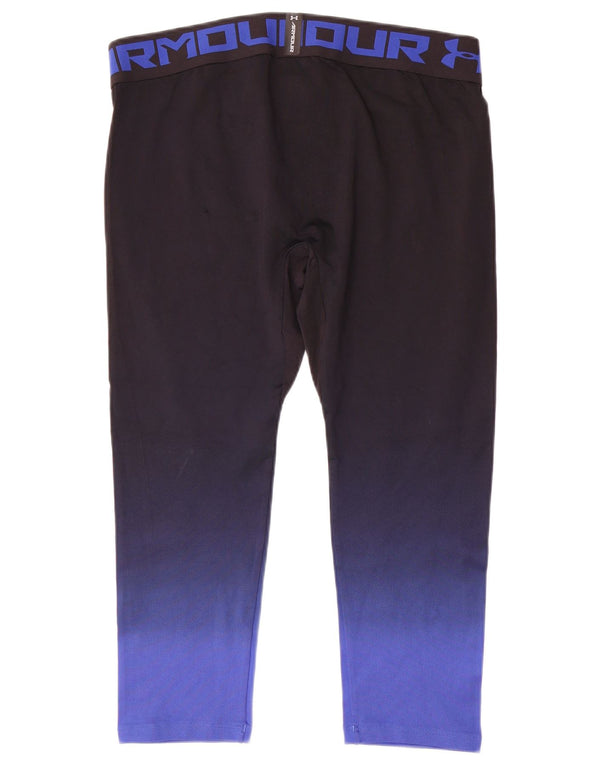 Under Armour Damen Heat Gear Crop Leggings UK 20 2XL Schwarz Colourblock