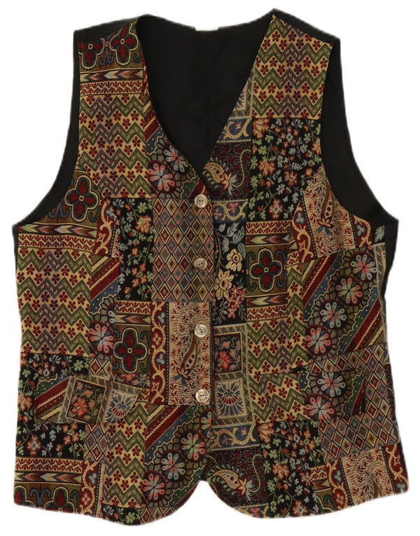 Vintage Damen Weste UK 14 Mittelgrün geblümt