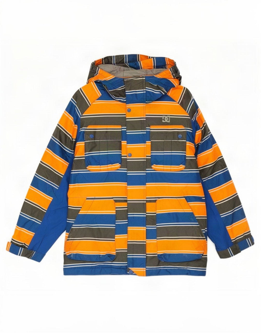 DC Windjacke mit Kapuze für Jungen, 13–14 Jahre, mittelblau gestreift, Polyester