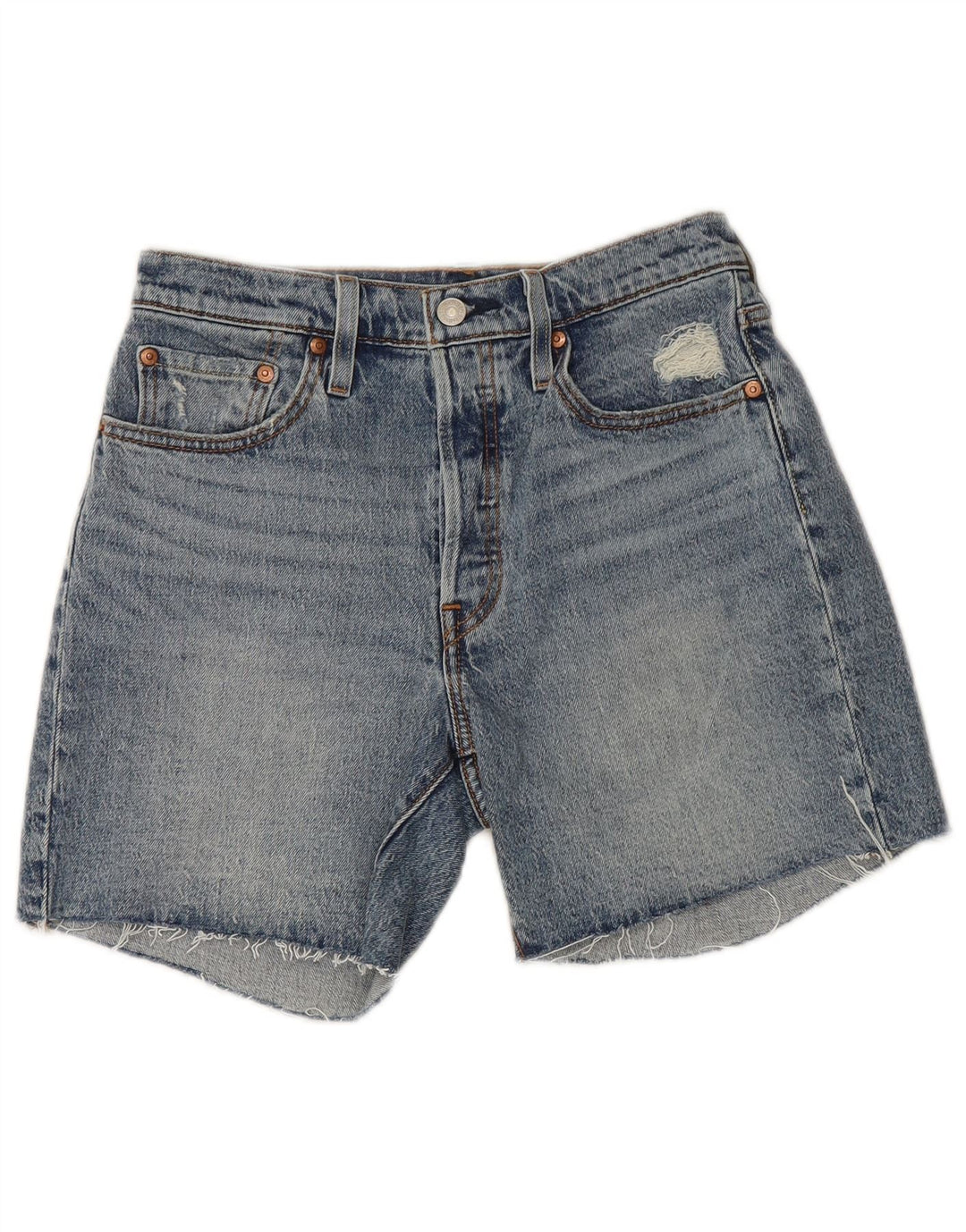 Levi's Damen 501 Distressed Denim Shorts W27 Small Blaue Baumwolle