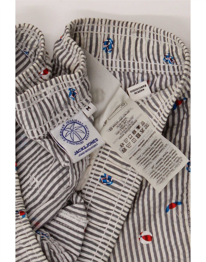 Jack & Jones Herren-Badeshorts mit Grafik, mittelblaue Nadelstreifen-Baumwolle