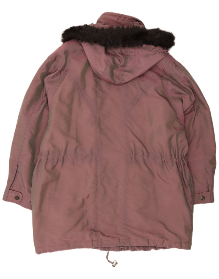 Vintage Damen Parka mit Kapuze, übergroß, EU 44, XL, Rosa