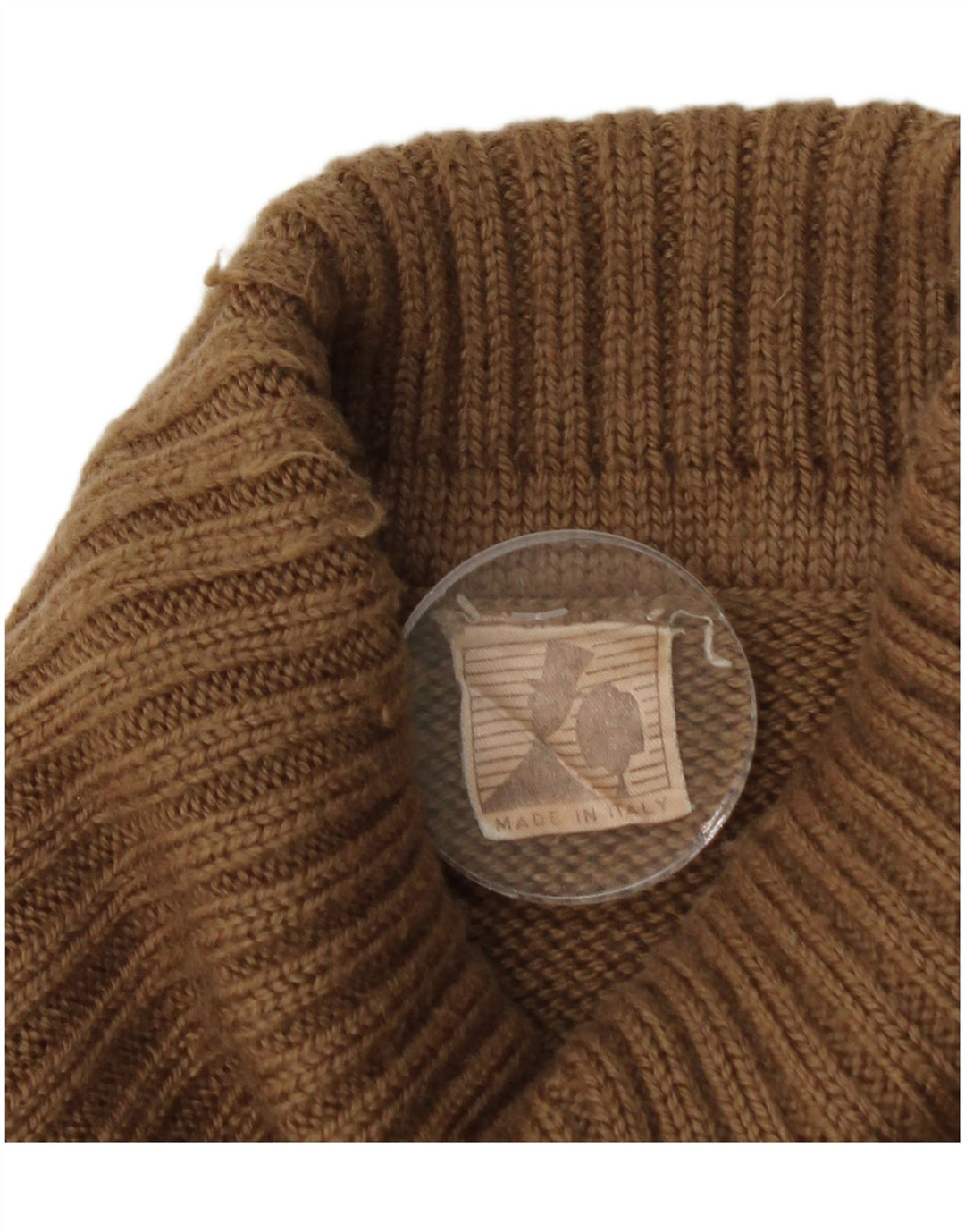 Vintage Herren-Pullover mit Rollkragen, mittelbraun, Fair-Isle-Wolle