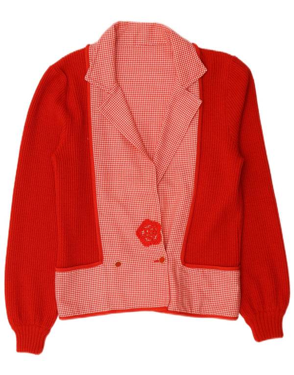 Vintage Damen Zweireiher Blazer Jacke UK 14 Medium Red Houndstooth