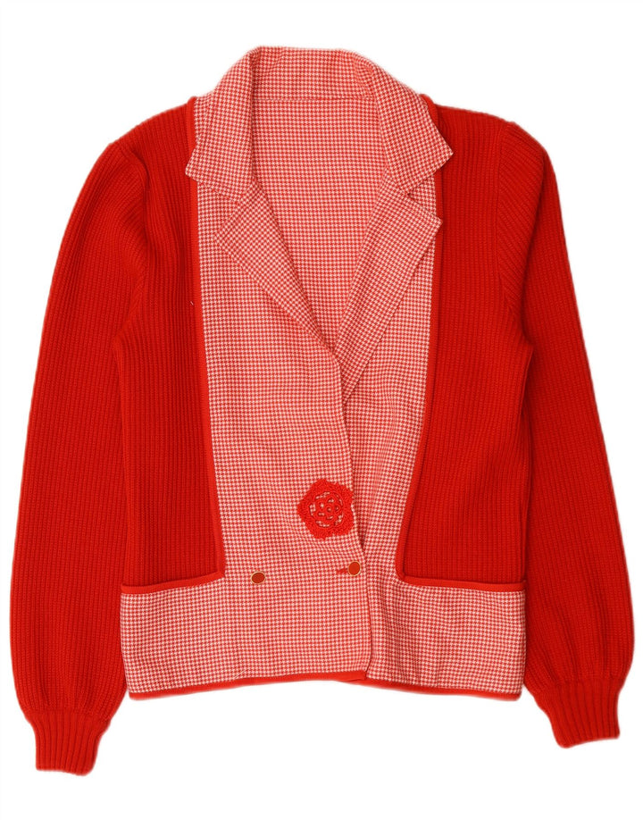 Vintage Damen Zweireiher Blazer Jacke UK 14 Medium Red Houndstooth