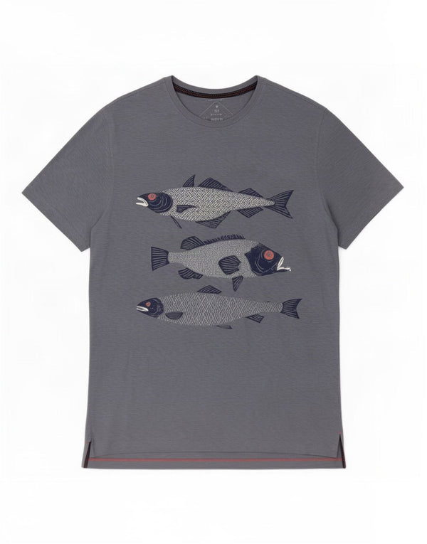 White Stuff Mens Graphic T-Shirt Top Small Blue Flecked Cotton