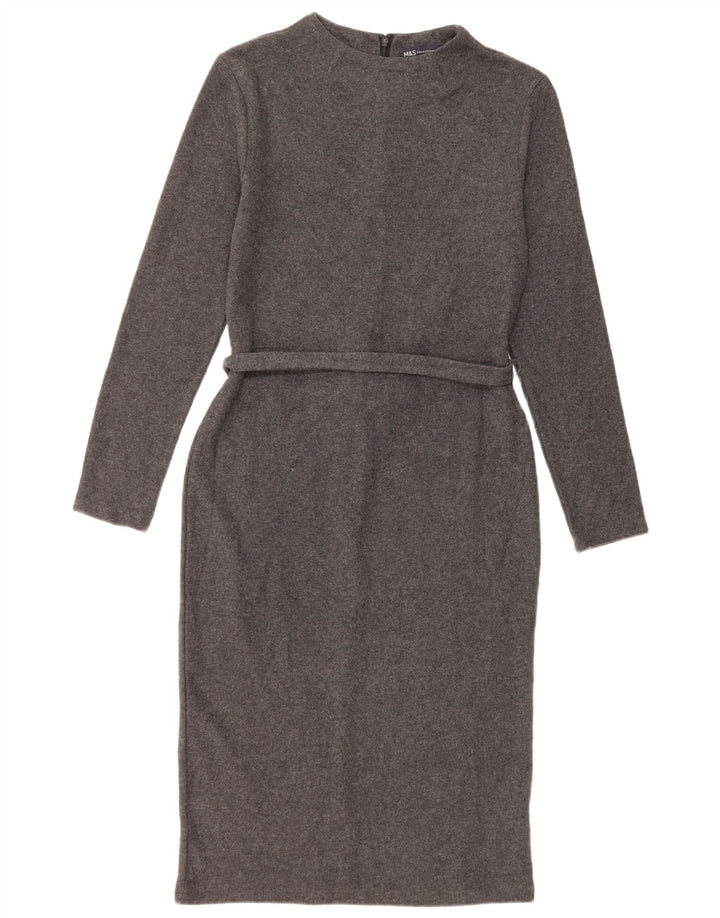 Marks & Spencer Damen Pulloverkleid UK 10 Small Graue Baumwolle