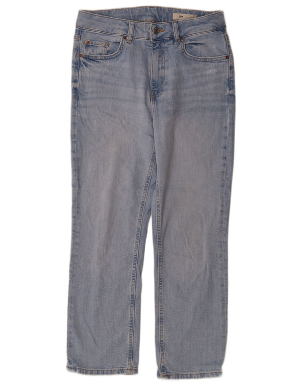 Marks & Spencer Damen Slim Jeans UK 10 Small W28 L27 Blaue Baumwolle