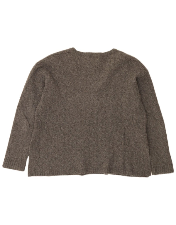 Polo Ralph Lauren Damen-Pullover mit V-Ausschnitt, UK 16, Größe L, graue Wolle