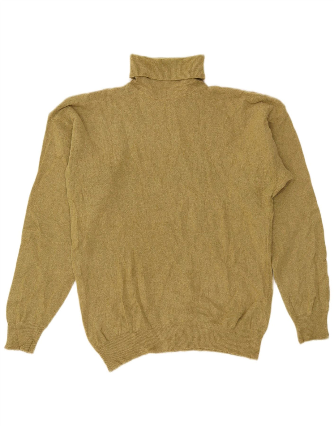 VINTAGE Rollkragenpullover für Damen, Gr. 14, mittlere Khaki-Lammwolle
