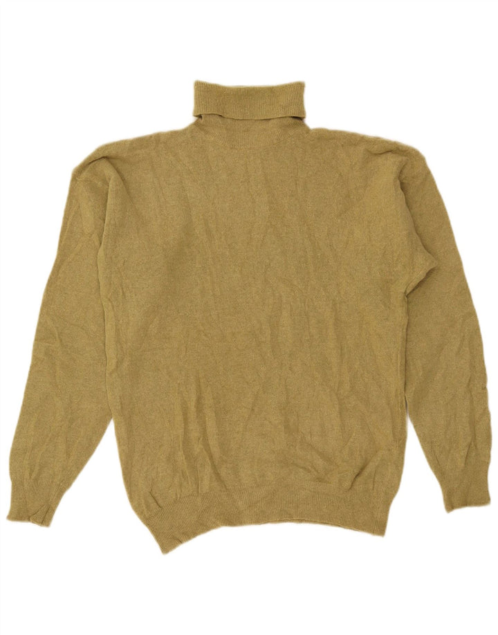 VINTAGE Rollkragenpullover für Damen, Gr. 14, mittlere Khaki-Lammwolle