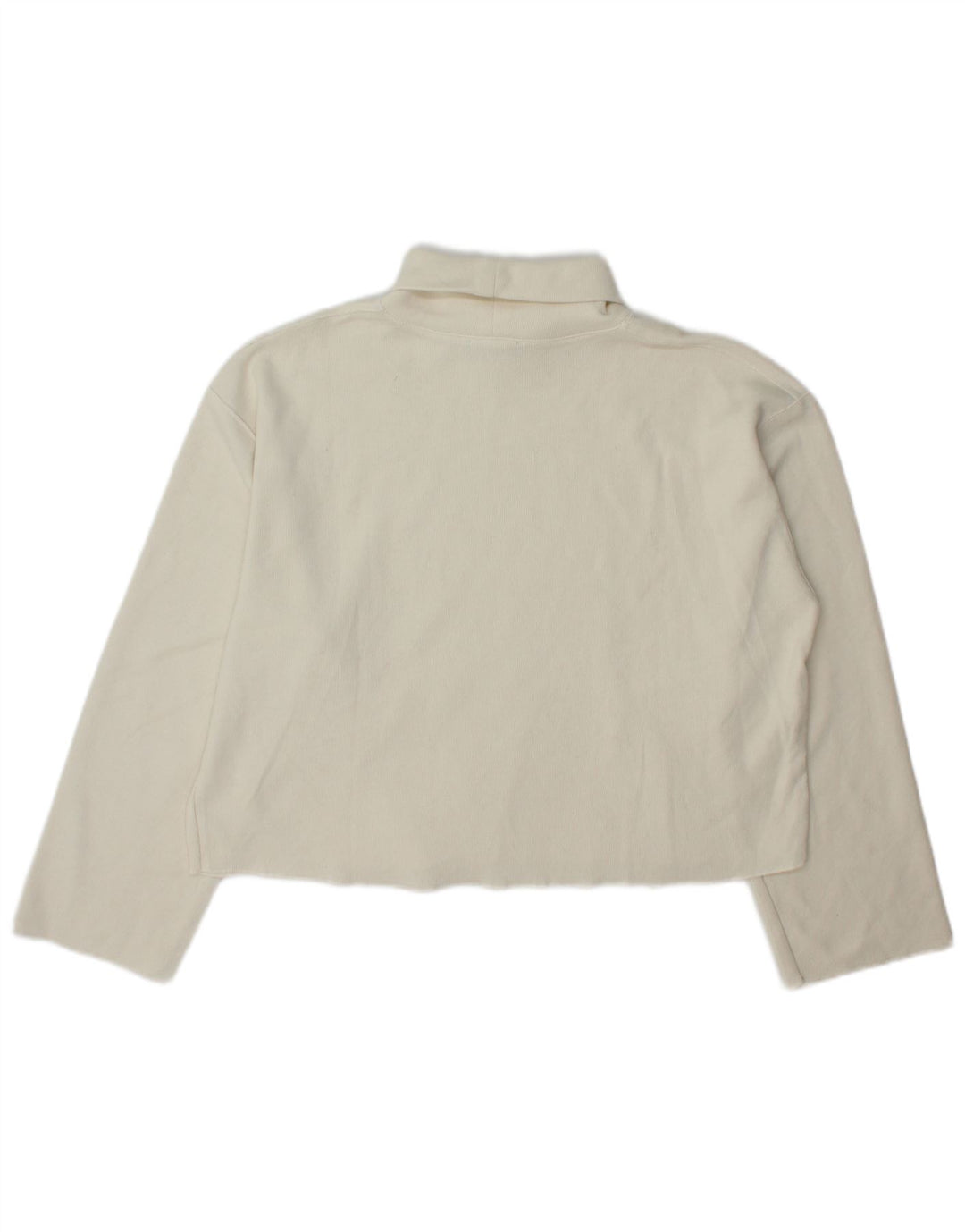 Zara Damen Crop Rollkragen Top Langarm UK 14 Medium Off White