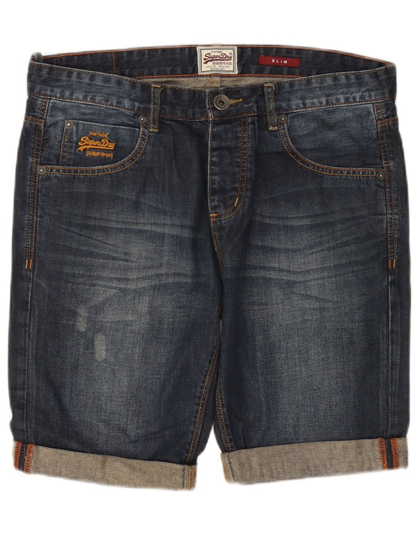 Superdry Herren Slim Denim Shorts W32 Mittelblau