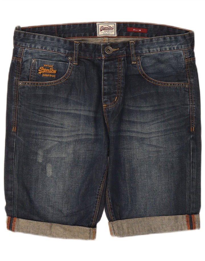 Superdry Herren Slim Denim Shorts W32 Mittelblau