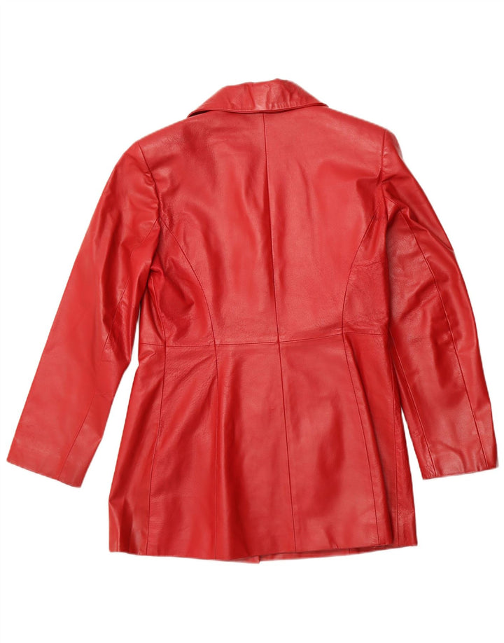 VINTAGE Damen Lederjacke IT 42 Mittelrotes Leder