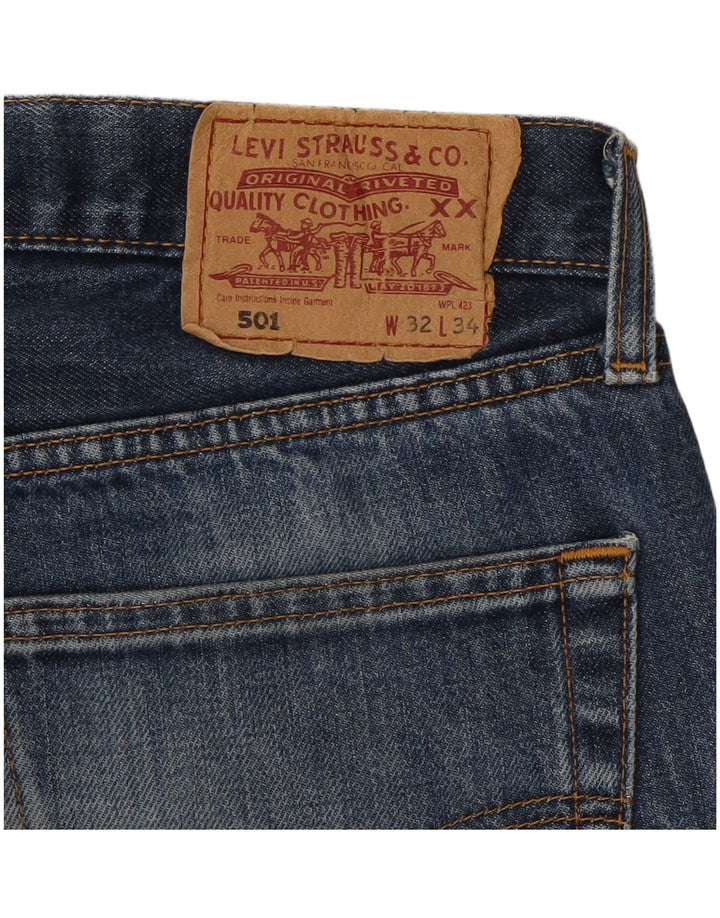 LEVI'S Herren 501 Denim Bermuda Shorts W32 Mittelblaue Baumwolle