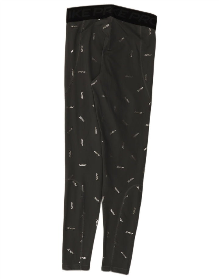 Nike Damen Dri Fit Graphic Leggings UK 12 Mittelgraues Polyester
