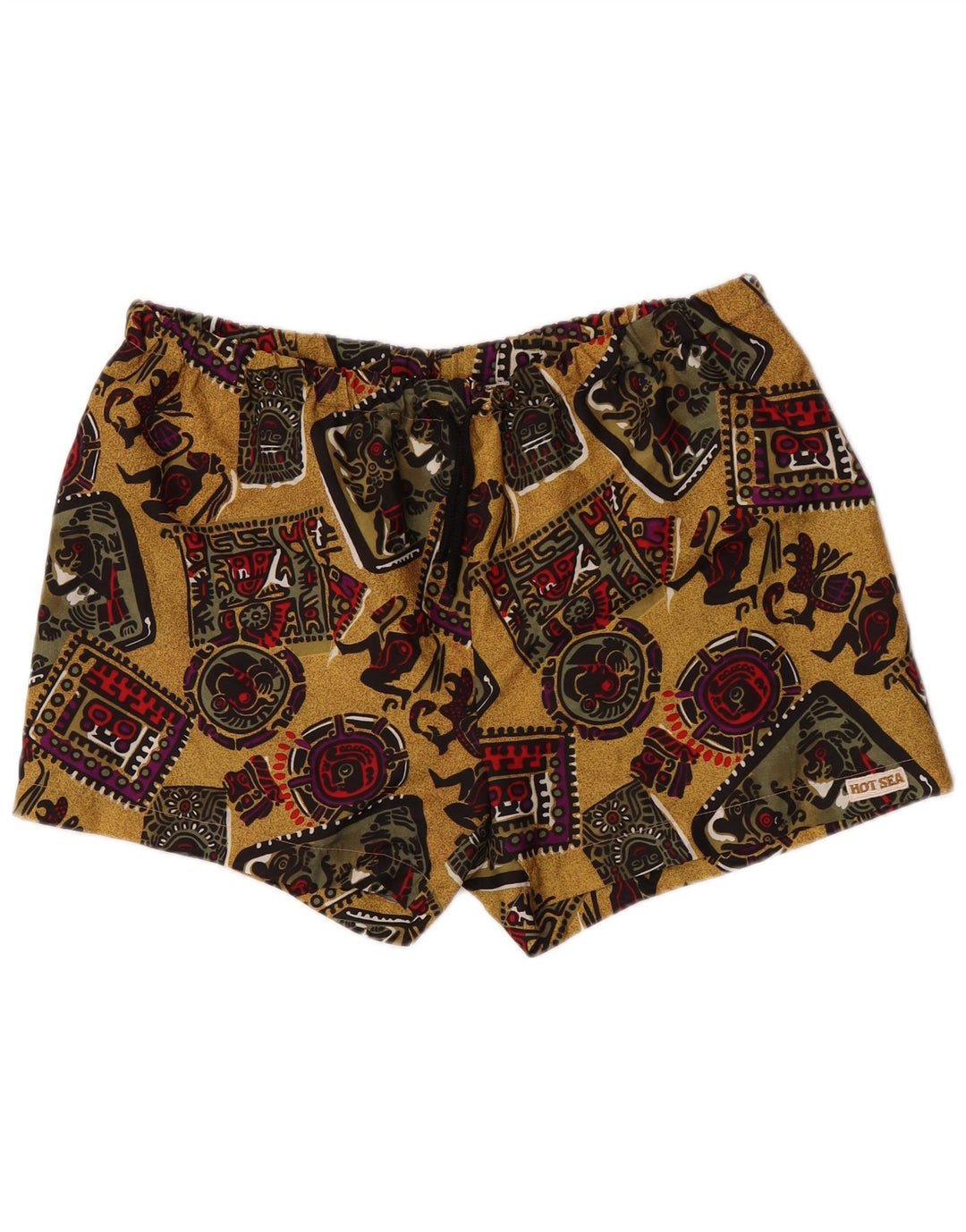Vintage Herren Badeshorts mit abstraktem Muster XL Gelb