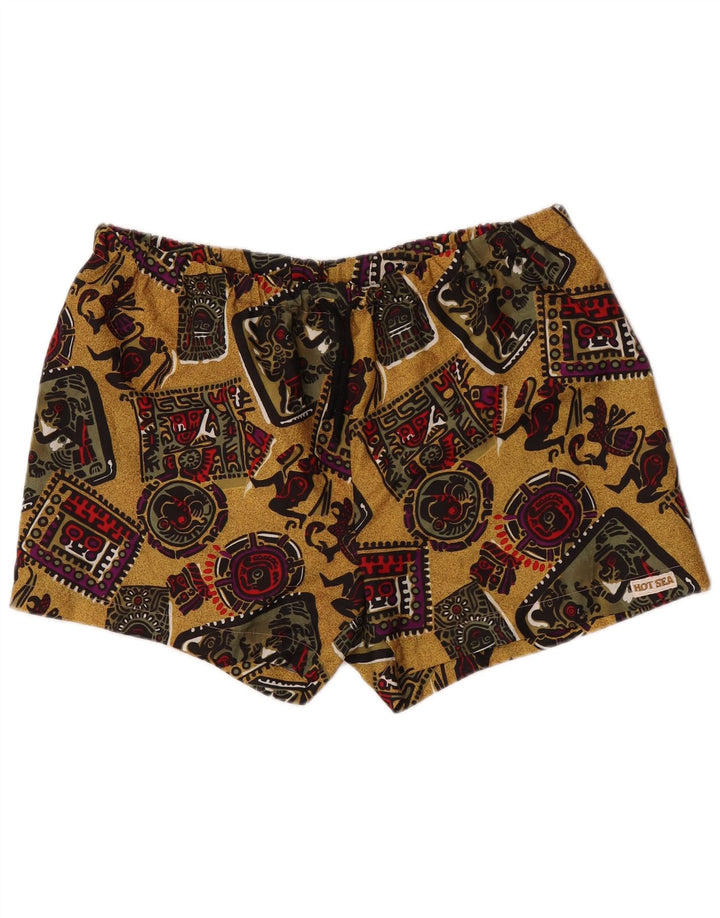 Vintage Herren Badeshorts mit abstraktem Muster XL Gelb